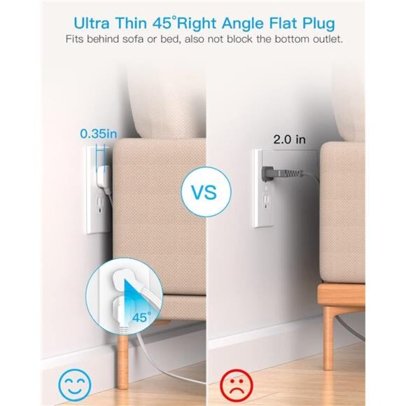 Surge Protector Power Strip, Extension Cord with Multiple Outlets, 5 Ft - Picture 3 of 8